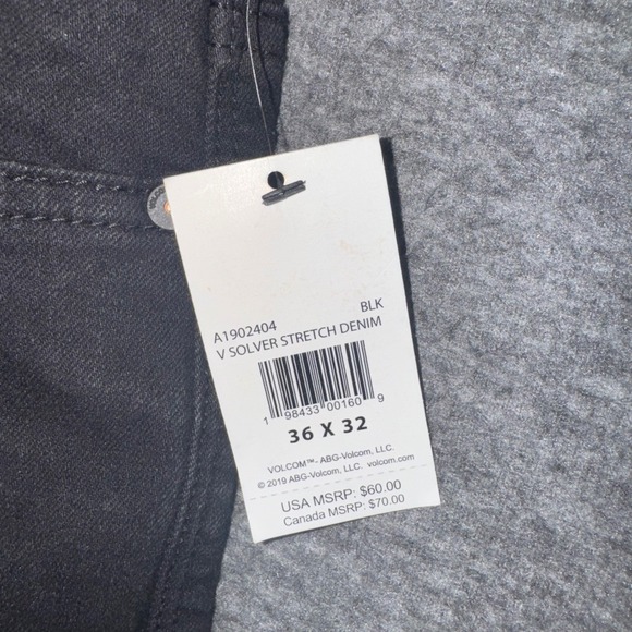 Volcom Mens Solver Modern Straight Stretch Denim Black Jeans Dark Wash 36x32 NEW - Picture 4 of 9